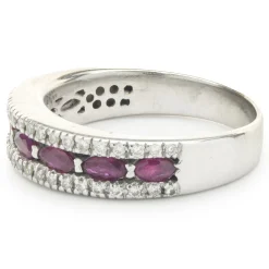 14 Karat White Gold Ruby and Diamond Band