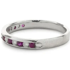 14 Karat White Gold Ruby and Diamond Band