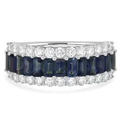 14 Karat White Gold Sapphire and Diamond Band