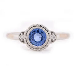 14 Karat White Gold Sapphire and Diamond Ring