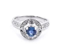 14 Karat White Gold Sapphire and Diamond Ring