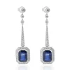 18 Karat White Gold Sapphire and Diamond Halo Drop Earrings