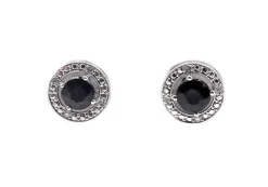 14 Karat White Gold Sapphire and Diamond Stud Earrings