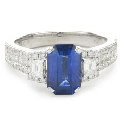 14 Karat White Gold Sapphire and Diamond Ring