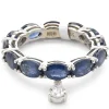 18 Karat White Gold Sapphire Eternity Band with Heart Cut Diamond Drop