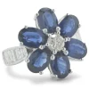 18 Karat White Gold Sapphire and Diamond Flower Ring
