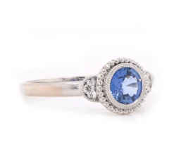 14 Karat White Gold Sapphire and Diamond Ring