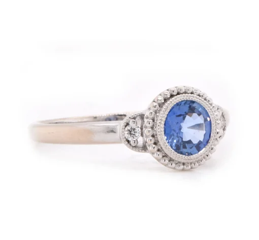 14 Karat White Gold Sapphire and Diamond Ring