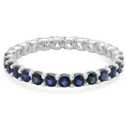 14 Karat White Gold Sapphire and Diamond Band