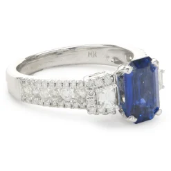 14 Karat White Gold Sapphire and Diamond Ring