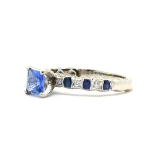 14 Karat White Gold Sapphire and Diamond Ring