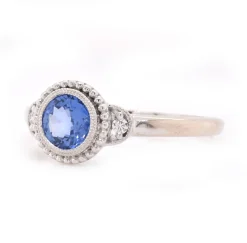 14 Karat White Gold Sapphire and Diamond Ring