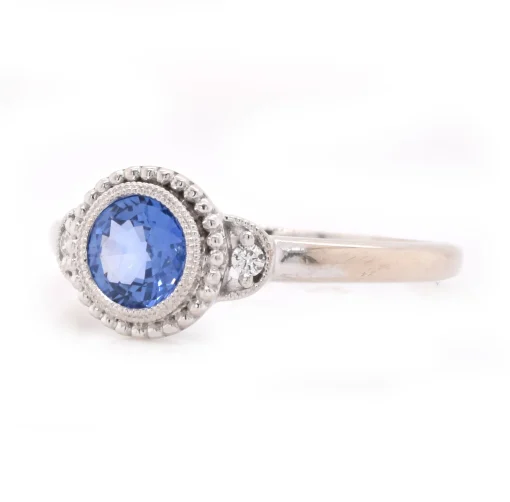 14 Karat White Gold Sapphire and Diamond Ring
