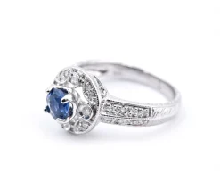 14 Karat White Gold Sapphire and Diamond Ring