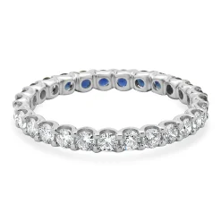 14 Karat White Gold Sapphire and Diamond Band