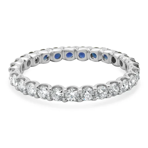 14 Karat White Gold Sapphire and Diamond Band