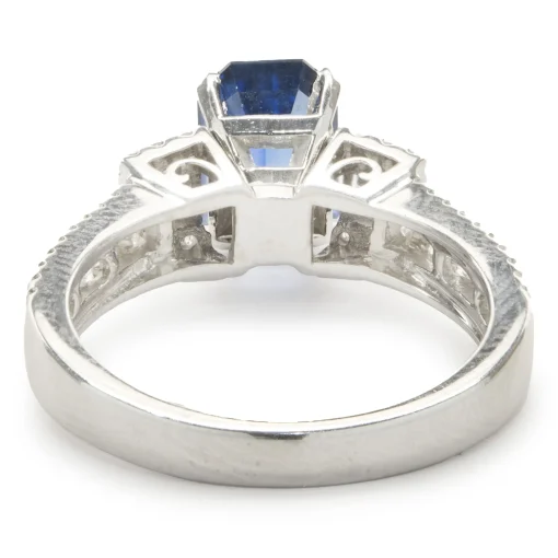 14 Karat White Gold Sapphire and Diamond Ring