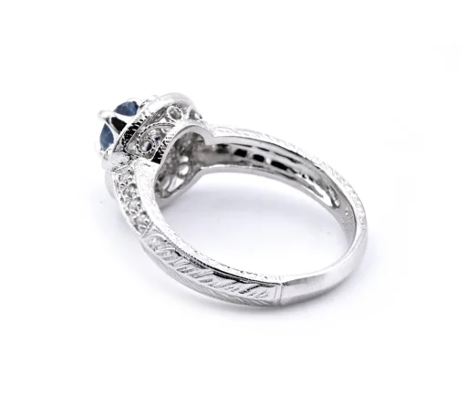 14 Karat White Gold Sapphire and Diamond Ring