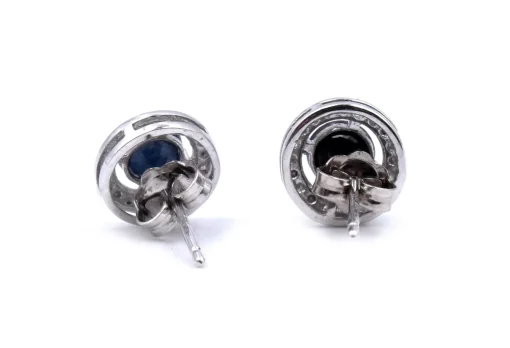 14 Karat White Gold Sapphire and Diamond Stud Earrings