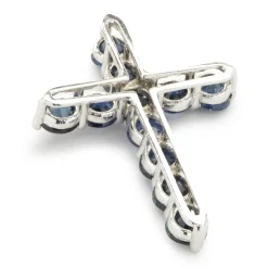14 Karat White Gold Sapphire Cross Pendant