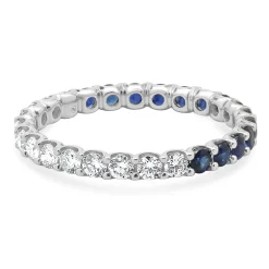 14 Karat White Gold Sapphire and Diamond Band