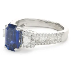 14 Karat White Gold Sapphire and Diamond Ring