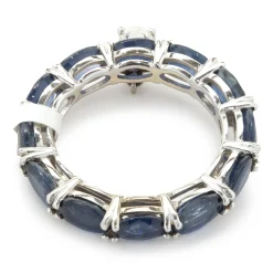 18 Karat White Gold Sapphire Eternity Band with Heart Cut Diamond Drop
