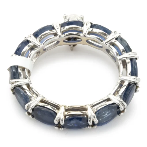 18 Karat White Gold Sapphire Eternity Band with Heart Cut Diamond Drop