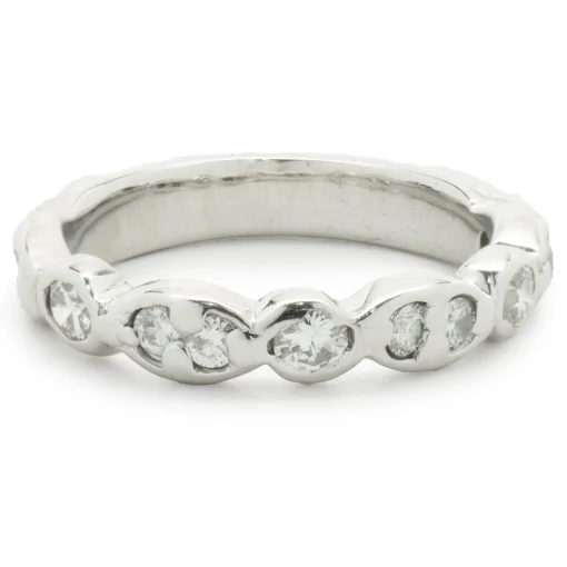 14 Karat White Gold Scalloped Diamond Band