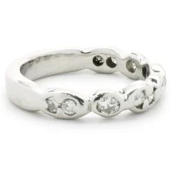14 Karat White Gold Scalloped Diamond Band