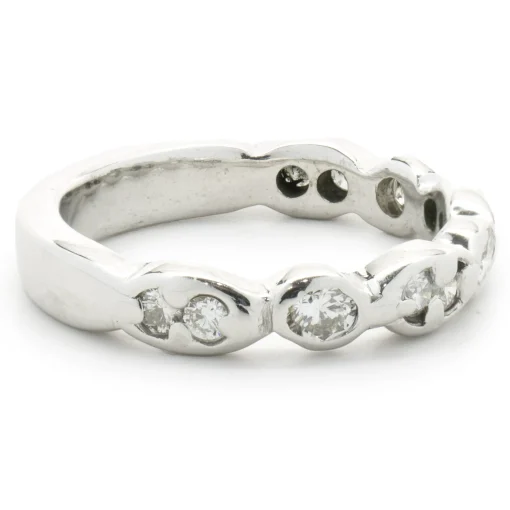 14 Karat White Gold Scalloped Diamond Band