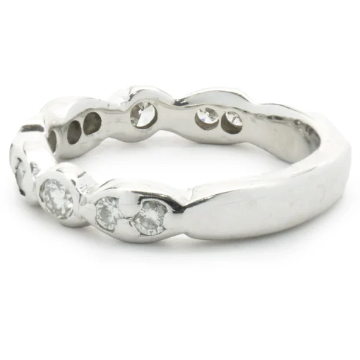 14 Karat White Gold Scalloped Diamond Band