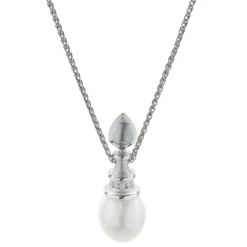18 Karat White Gold South Sea Pearl, Diamond and Moonstone Drop Necklace
