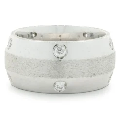 14 Karat White Gold Sprinkled Diamond Band