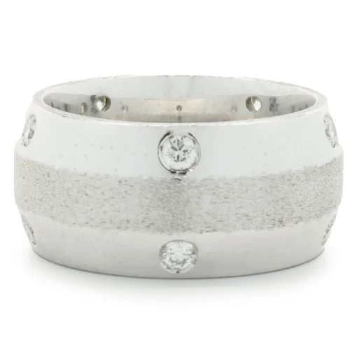 14 Karat White Gold Sprinkled Diamond Band