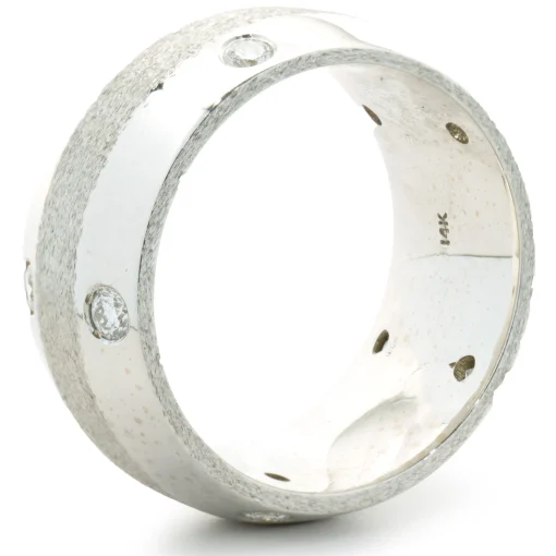14 Karat White Gold Sprinkled Diamond Band