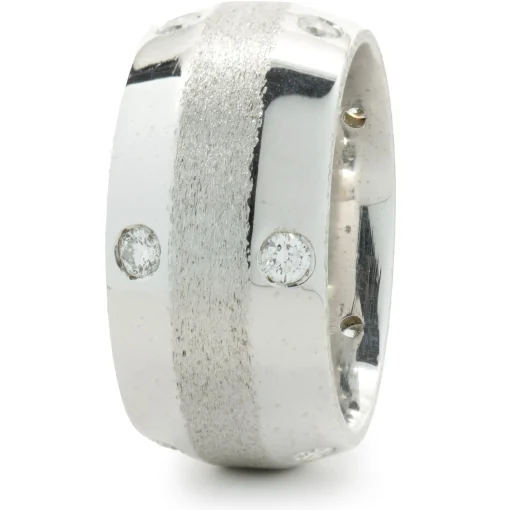 14 Karat White Gold Sprinkled Diamond Band