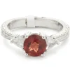 14 Karat White Gold Sunstone and Diamond Ring