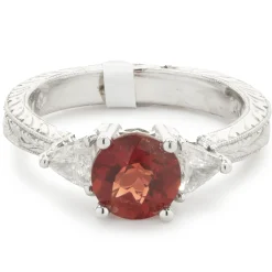 14 Karat White Gold Sunstone and Diamond Ring