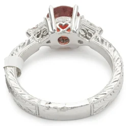 14 Karat White Gold Sunstone and Diamond Ring