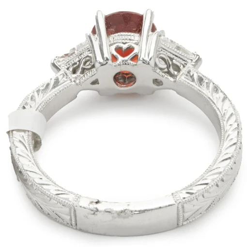 14 Karat White Gold Sunstone and Diamond Ring