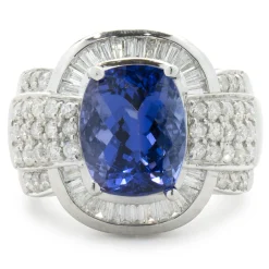 14 Karat White Gold Tanzanite and Diamond Cocktail Ring