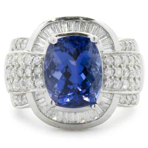 14 Karat White Gold Tanzanite and Diamond Cocktail Ring