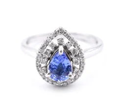 14 Karat White Gold Tanzanite and Diamond Ring