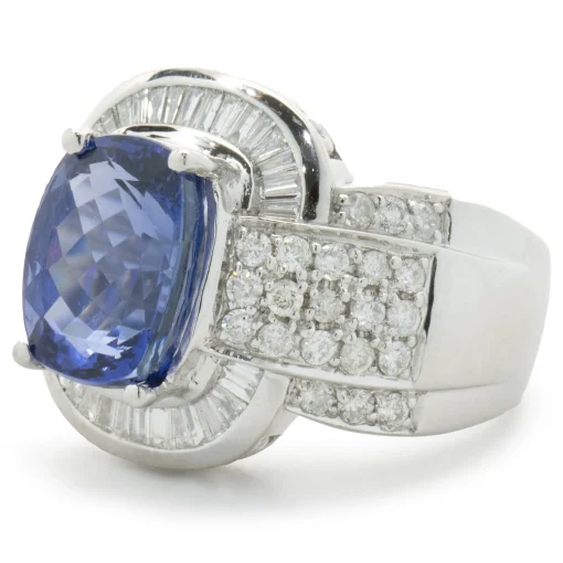 14 Karat White Gold Tanzanite and Diamond Cocktail Ring