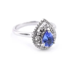14 Karat White Gold Tanzanite and Diamond Ring