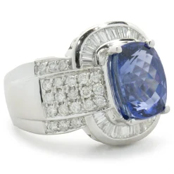 14 Karat White Gold Tanzanite and Diamond Cocktail Ring