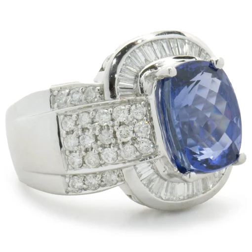 14 Karat White Gold Tanzanite and Diamond Cocktail Ring