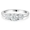 14 Karat White Gold Three Diamond Round Brilliant Cut Engagement Ring