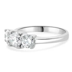 14 Karat White Gold Three Diamond Engagement Ring